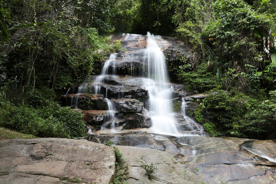 Monthathan waterfall in Chiangmai Thailand. Beautiful waterfall landscape.