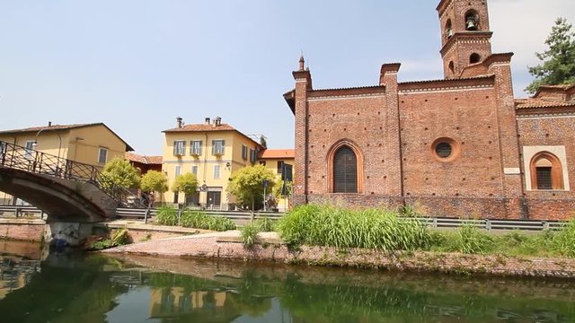 Milano Navigli con Chiesa di San Cristoforo Lombardia Italia Milan Italy