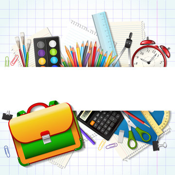 Back to school background with supplies tools
