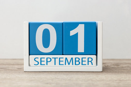 1st September. Image of september 1, calendar on light background. Back to school concept
