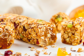 granola bars with dried fruits and honey