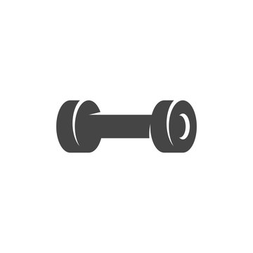 Fitness dumbbell icon. Vector logo on white background