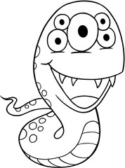 Cute Serpent Monster Vector Illustration Art