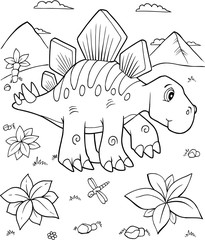 Cute Stegosaurus Dinosaur Vector Illustration Art