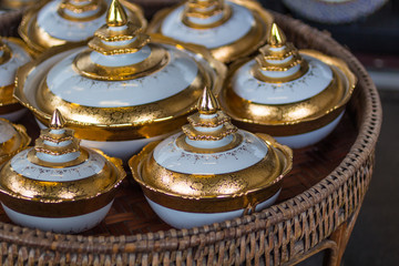 Fototapeta na wymiar Thai Traditional Cup : タイ伝統工芸品・カップ
