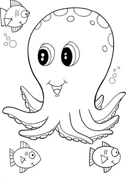 Cute Octopus Vector Illustration Art