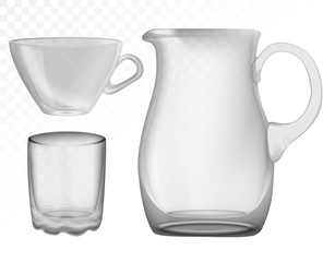 Glassware, jug, glass, cup. Decorative household items