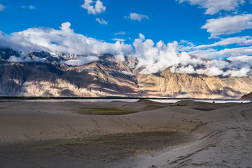 Landscape around Hunder Sand dunes in Nubra Valley, Ladakh, India