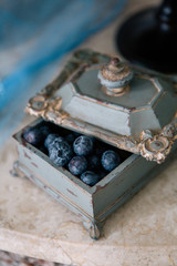 beautiful wedding decorate blueberry in studio