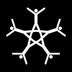 Teamwork white color icon .