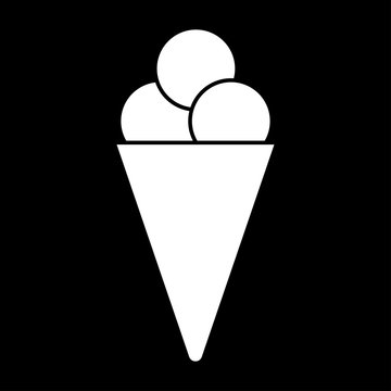 Ice cream cone white color icon .