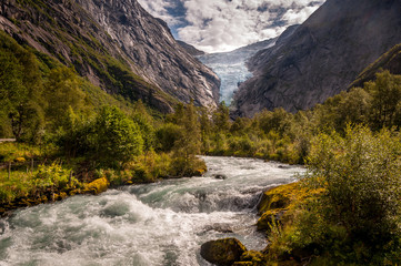 Nice day at the Briksdalbreen in Norway