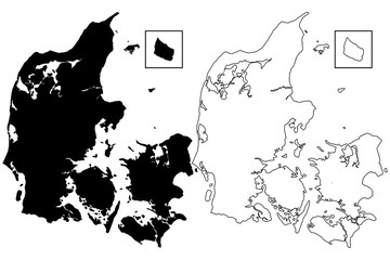 Denmark map vector illustration, scribble sketch Denmark