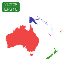 Fototapeta premium Political Map of Oceania and Australia icon. Business cartography concept Australia pictogram. Vector illustration on white background.