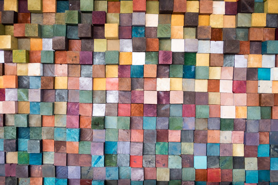 Colorful wooden squares wallpaper