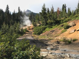 View of Steam Rising Past Peak in Lassen Volcanic National Park - 167818352