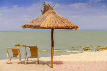 Beach sea straw umbrella