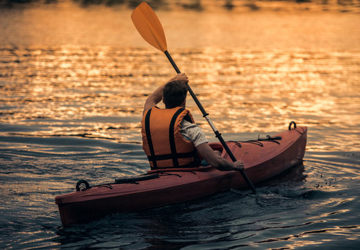 Man and kayak