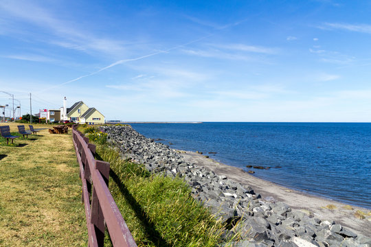 Matane coast view of Saint Lawrence River at summer