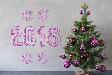 Christmas Tree, Cement Wall, Text 2018