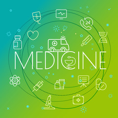 Medicine concept. Different thin line icons included