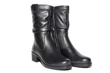 Women's leather black boots