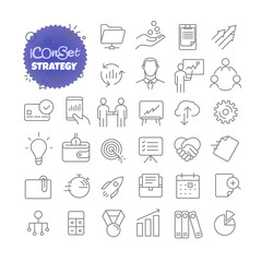Outline icon set. Vector pictogram set. Strategy