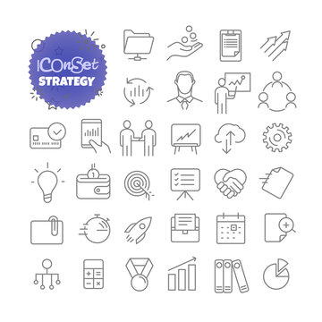 Outline icon set. Vector pictogram set. Strategy