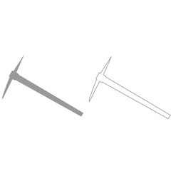 Pickaxe grey set icon .