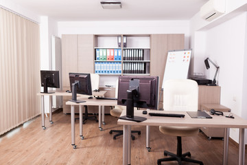 Empty business office interiorin modern building. Finance and style