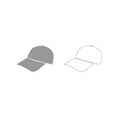 Baseball cap grey set icon .