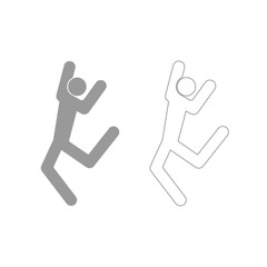 Dancer stick grey set icon .