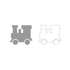 Steam locomotive - train grey set icon .