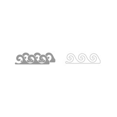 Water wave grey set icon .