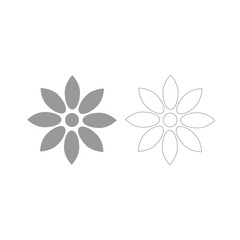 Flower grey set icon .