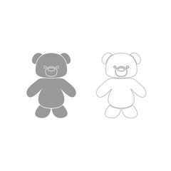 Little bear grey set icon .