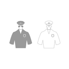 Police grey set icon .