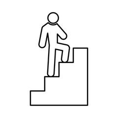 A man climbing stairs black color icon .
