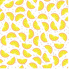 Lemon and orange seamless pattern. Tropical fruits pattern