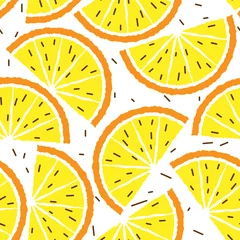 Glasschilderij Citroen Citroen en sinaasappel naadloos patroon. Tropisch fruit patroon