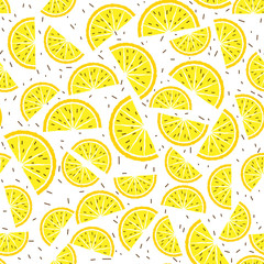 Lemon and orange seamless pattern. Tropical fruits pattern