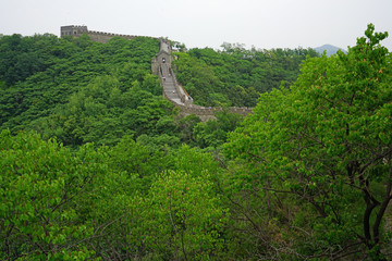 Fototapeta na wymiar View of the Mutianyu section of the Great Wall of China located in Huairou Country northeast of Central Beijing