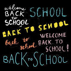 Back to school hand drawn colorful lettering set.