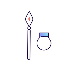 Tools for calligraphy. Pen and ink isolated icon