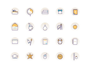 Back to school line icon set. Education vector collection.