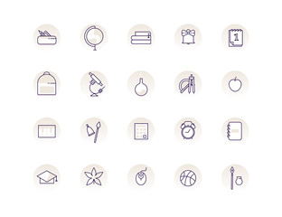 Back to school line icon set. Education vector collection.