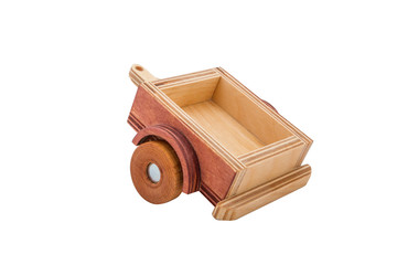 Wooden trailer on a white background