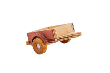 Wooden trailer on a white background