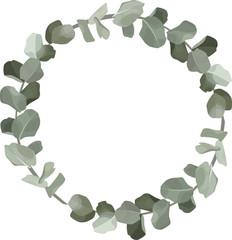 Fototapeta premium Foliage wreath. Vector frame of eucalyptus leaves. Beautiful template for your wedding invitation and logo design.