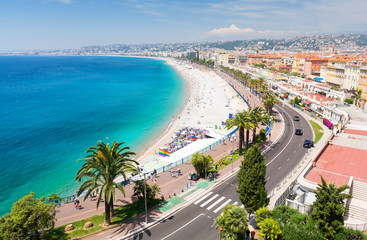 view on famous Promenade des Anglais in Nice, french riviera, cote d'azur, France